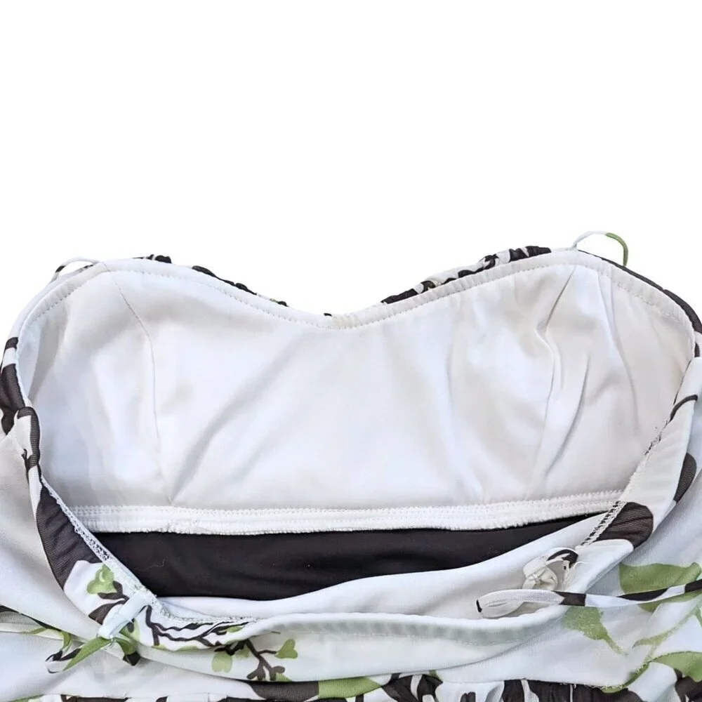 Vintage Y2K SPEECHLESS Leafy Green & Brown Ruched Mesh Overlay Mini Dress Size L - Picture 5 of 7